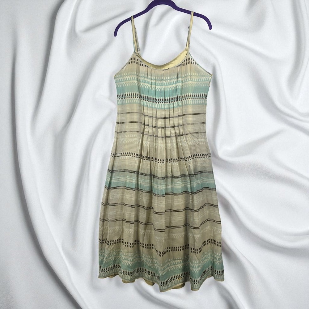 Calvin Klein Dress Woman 8P Cotton Silk Blend‎ Sleeveless Lined Striped Casual